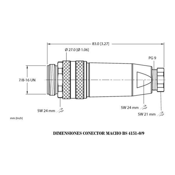 Conector Macho Recto B 4151-0/97/8" 600V 9A - Image 2