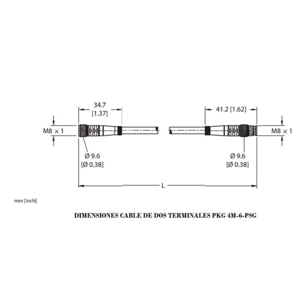 Cable conector de doble terminal  Hembra-Macho      PKG 4M -6  125VAC/VDC  2A - Image 2